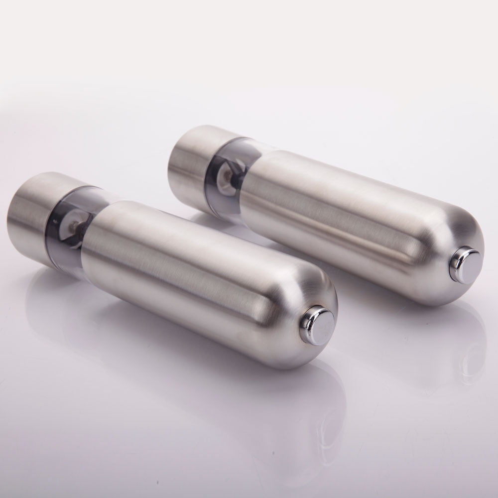 Lowestbest 2pcs Pepper Grinder, Adjustable Fineness Pepper Mills for Home, Spice Grinder for Kitchen, Stainless Steel Electric Automatic Salt Pepper Grinder, Silver Lowestbest 2pcs Pepper Grinder, Adjustable Fineness Pepper Mills for Home, Spice Grinder for Kitchen, Stainless Steel Electric Automatic Salt Pepper Grinder, Silver
