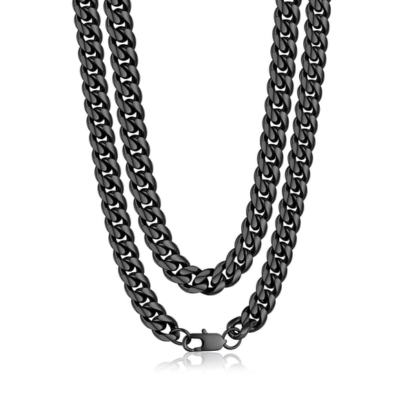 PROSTEEL Cuban Chain for Men 10mm Chunky Stainless Steel Miami Black Necklace 18 Inch Birthday Valentines Father Day Jewelry Gifts for Husband Dad