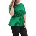 thumbnail image 3 of GRACE & GRANDEUR Haut Péplum Uni à Nœud Torsadé à l'Avant pour Femme Grande Taille Vert 4X, 3 of 5