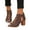 Coffee, variant on Women's Chunky Heeled Sandals Peep Toe Cut-out Buckle Strap Stacked Heels Retro High Heels (White,43)