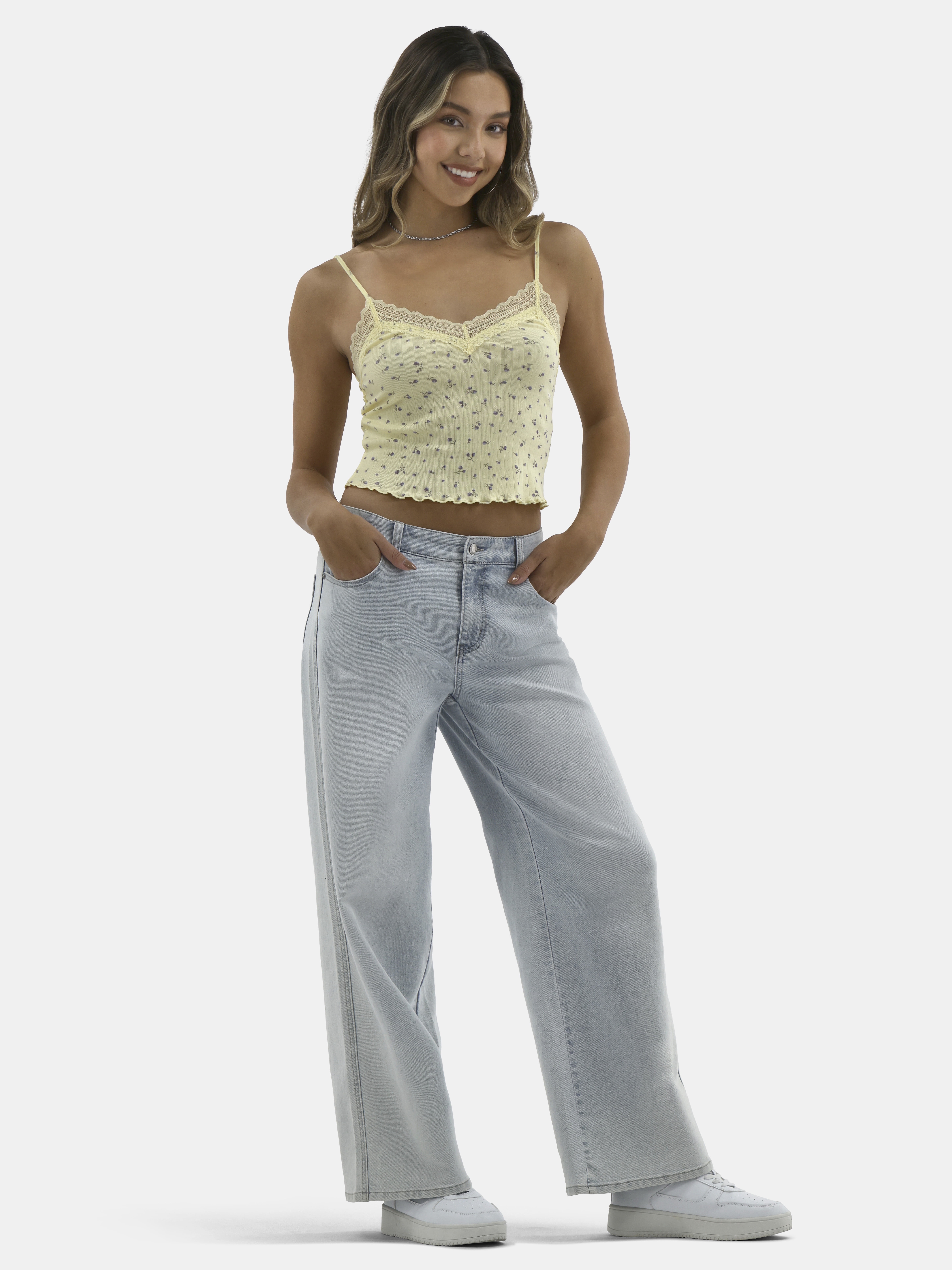 No Boundaries Lace Trim Cami, Women’s