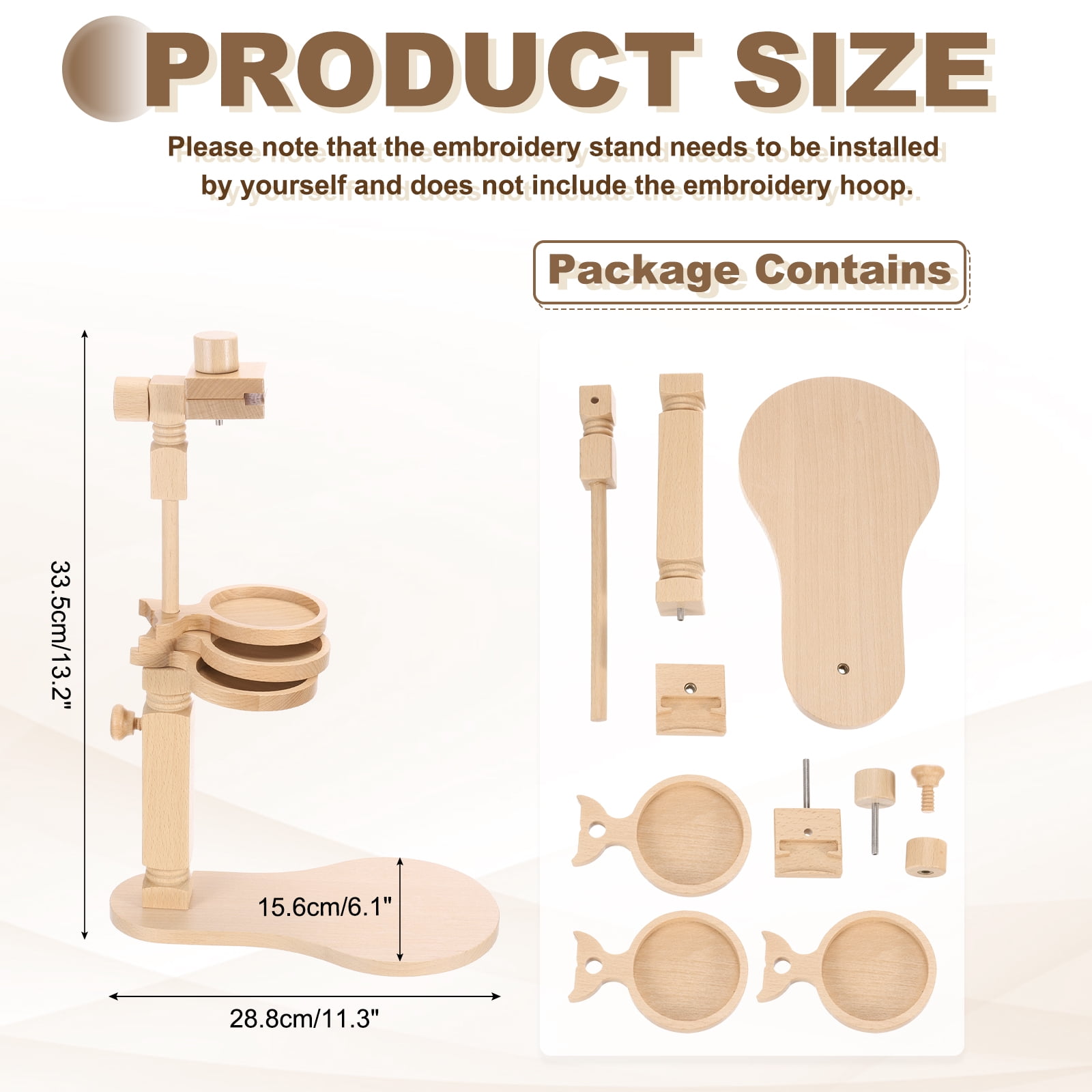 Uxcell Embroidery Hoop Stand, Adjustable Beech Wood Cross Stitch Holder