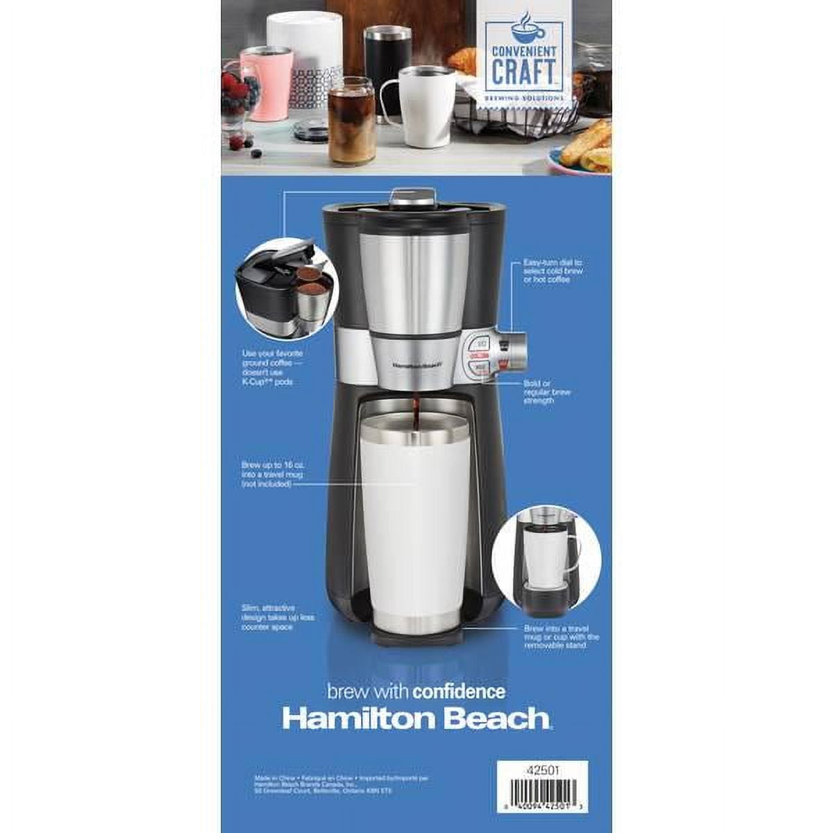 Hamilton Beach  16 oz Cold Brew & Hot Coffee Maker, Black & Silver