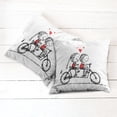 thumbnail image 2 of Ambesonne Love Throw Pillow Cover 2 Pack, Couple Cycling Together, 16", Black White Scarlet, 2 of 6