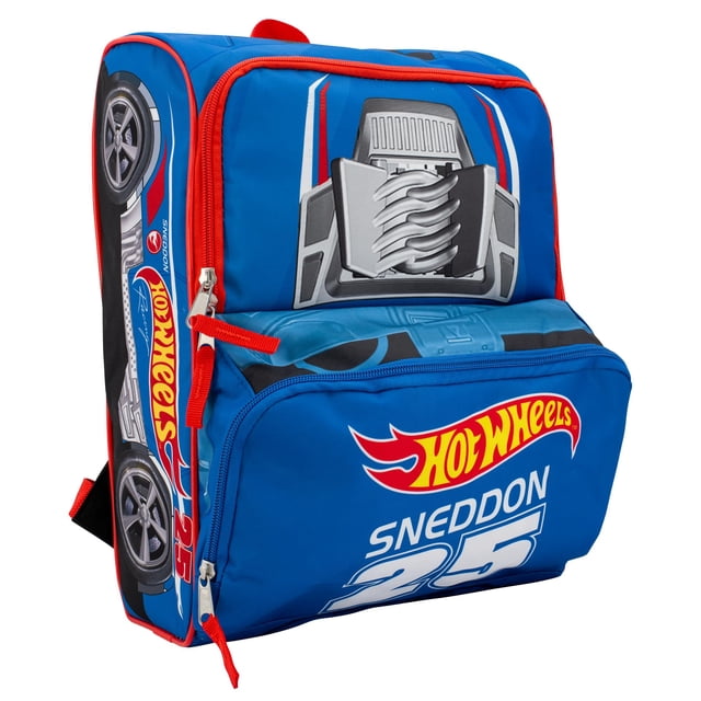 AI ACCESSORY INNOVATIONS Mochila para niños y niñas, bolsa de viaje escolar para niños pequeños, Hot Wheels, Mediano, Mochila de 14 pulgadas