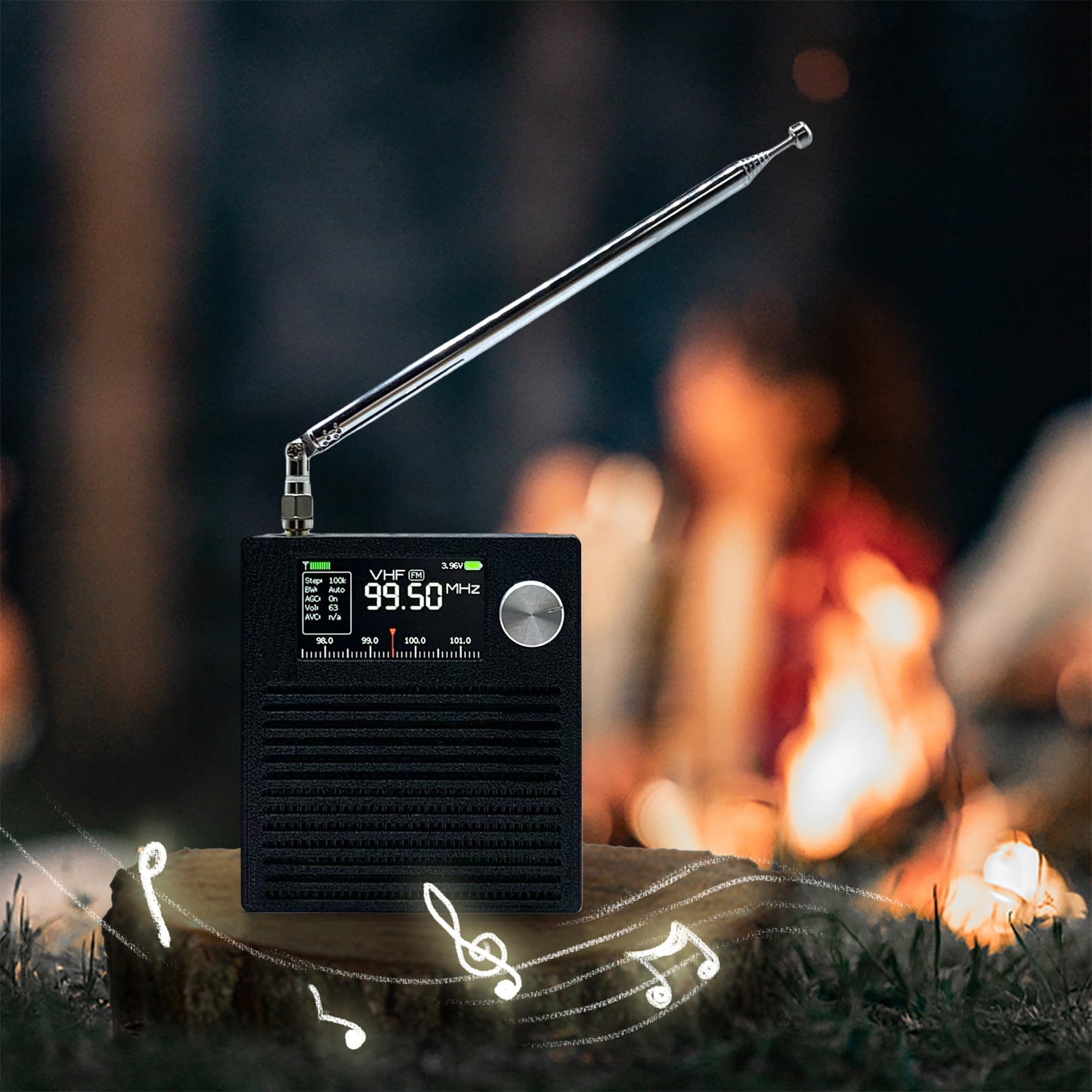 HUISZJ Portable Pocket Radio, 3000Mah Battery Earphone Amplifier Circuit with Antenna, Mini Pocket Radio for Outdoor Jogging Emergency