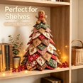 thumbnail image 6 of DIY Quilted Christmas Tree Kit, Handmade Fabric Holiday Tree Decor, DIY Holiday Patchwork Sewing Craft Kit with Plaid Snowflake Gingerbread Character Topper Home Mantel Table Office Display, 6 of 8