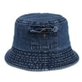 thumbnail image 2 of Denim Sun Hat Flat Top Lightweight Pocket Decor Bucket Hat for Daily Life, 2 of 8
