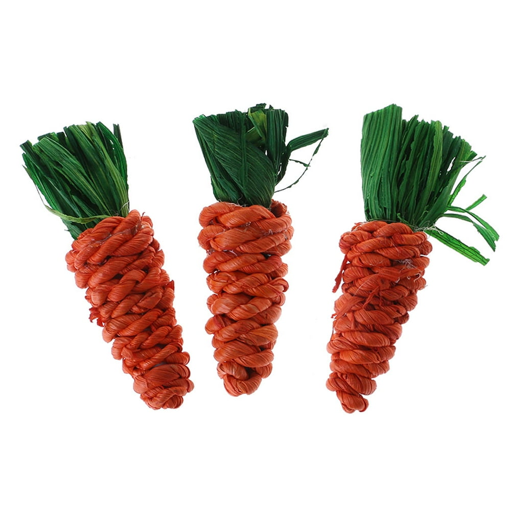 3Pcs Carrot Shaped Rabbit Hamster Chew Bite Toys Guinea Pigs Tooth