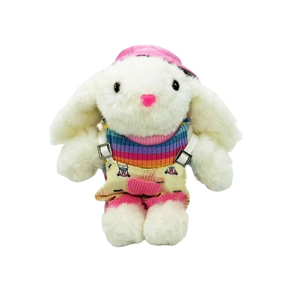 Cute Bunny Plush Bag Charm Backpack Pendant Small Stuffed Animal for Women Girls Gifts Keychain