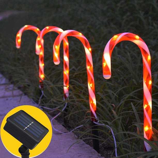 Candy Cane Solar Powered Light Garden Light LED Light Patio Decor 1 Set