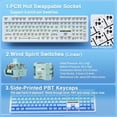 thumbnail image 2 of Restored Aula F108 Wireless Mechanical Keyboard, BT5.0/USB-C/2.4GHz Hot Swappable Custom Gaming Keyboards, PBT Keycaps, Pre-lubed Switches, RGB Backlit Full Size Creamy Keyboard with Number Pad (Refurbished), 2 of 8