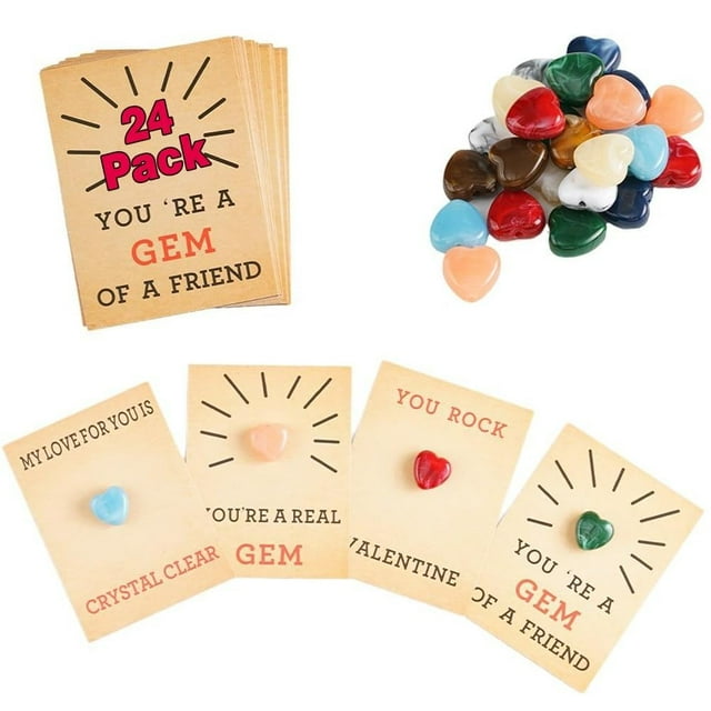 Fiudx Tarjetas de Cristal para San Valentín, Cristales En Forma de Corazón, Accesorio Transparente, Idea de Regalo Única, Divertido Recuerdo para Fiesta Escolar, Intercambio En El Aula, Juego de 24 U