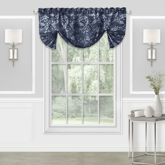 Achim Charlotte Polyester Light Filtering Curtain Valance, Navy, 52" x 17"