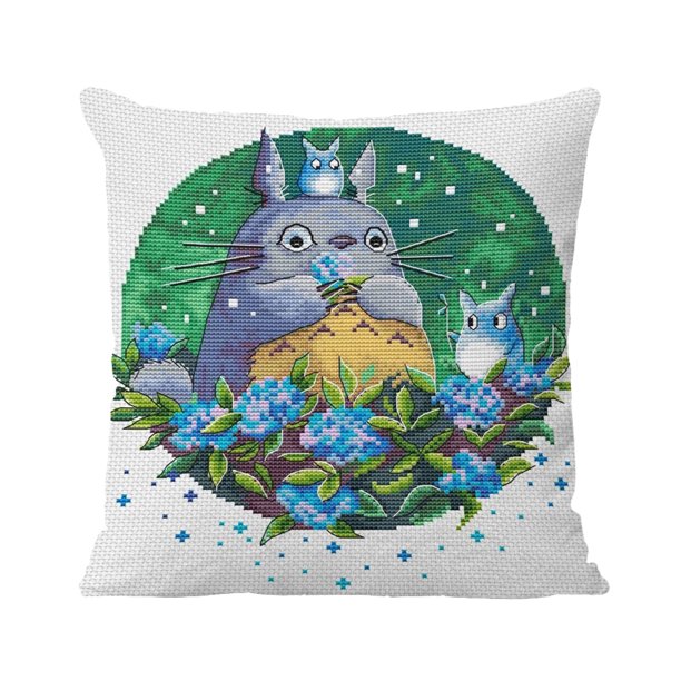 Bordado 11CT Impreso TOTORO Punto de cruz Funda de almohada Funda de almohada Kit de decoración (5) FLhrweasw Nuevo