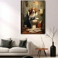 thumbnail image 5 of Nederlandse Kooikerhondje Dog Canvas Wall Art for Bedroom Living Room Home Decor,Funny Dog Canvas Sitting on The Toilet Animal Pattern Office Artworks, modern wall decor, Ready to Hang, 5 of 6