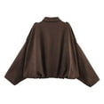 thumbnail image 4 of felwors Faux Suede Jacket Women Cropped Bomber Casual Vintage Coats Lapel Moto Jackets Fashion 2025 Fall Outerwears Coffee, M, 4 of 7