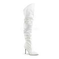 thumbnail image 2 of 4" Heel Thigh High Pointed Boot w/Faux Fur Lining, Side Zip - Wht Faux Leather, 5, 2 of 2
