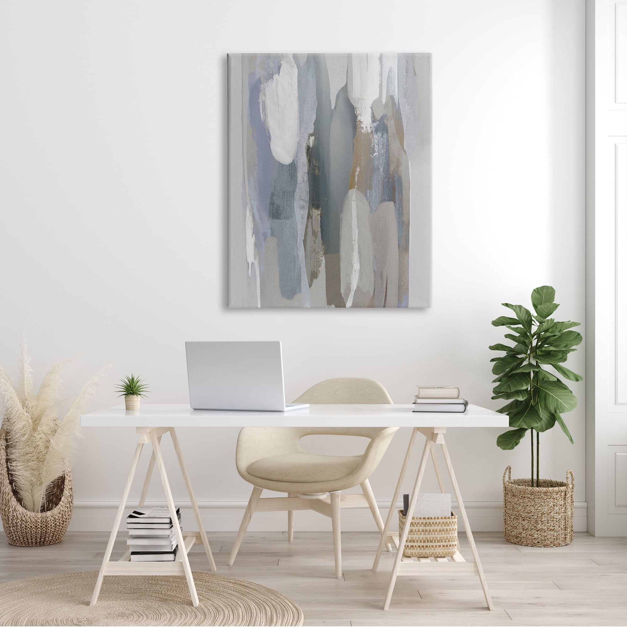Modern Abstract Painting Cascading Ice Toned Shapes Abstract Painting Gallery-Wrapped Canvas Print Wall Art