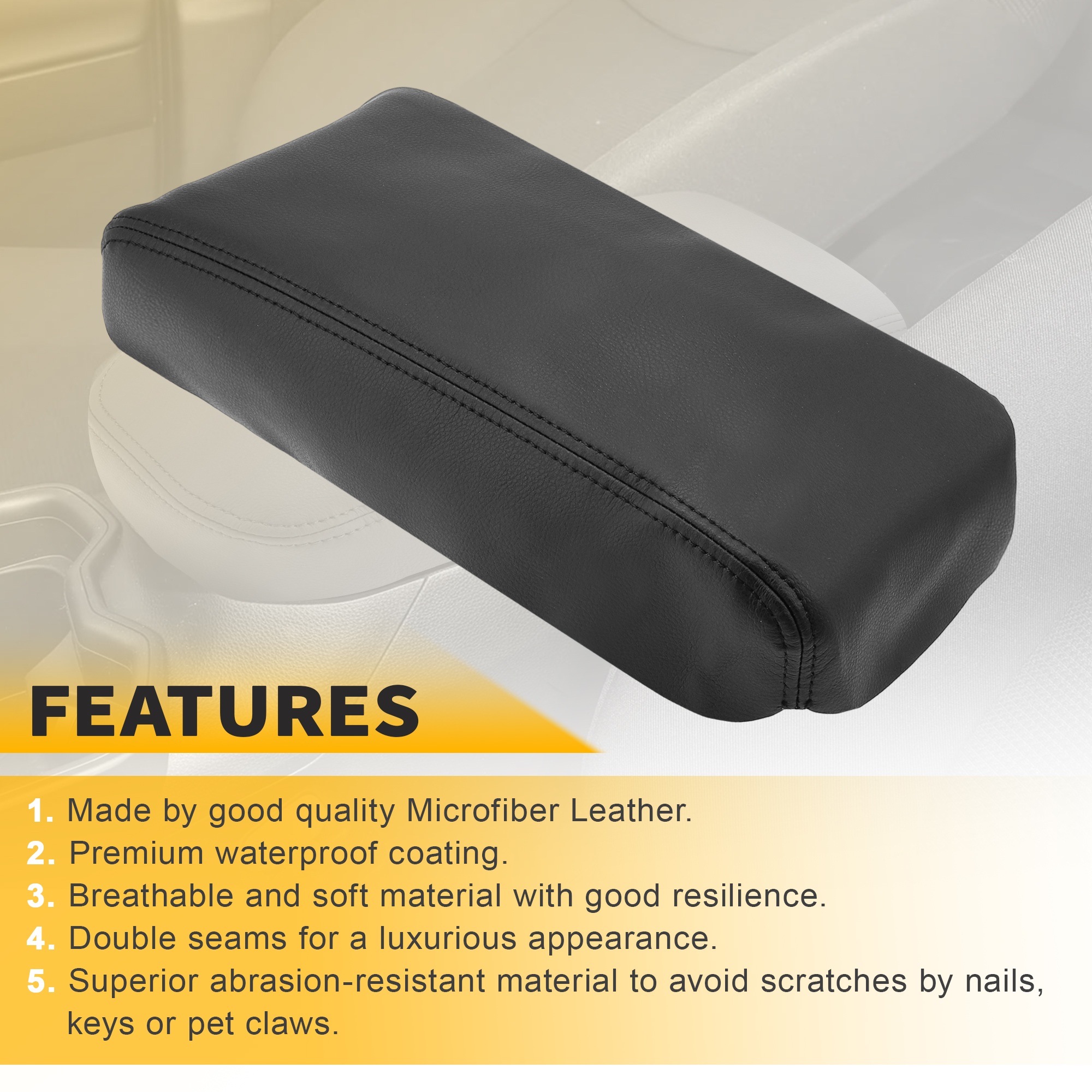 Unique Bargains Console Armrest Cover for Subaru Crosstrek 2012-2017 Black