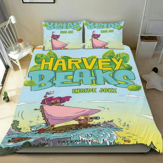 Harvey Beaks Conjunto de sábanas temático, trío de piezas, cómodo y amigable con la piel, diseño único, regalo de decoración para el hogar para familiares, amigos y fans,173cm *218cm