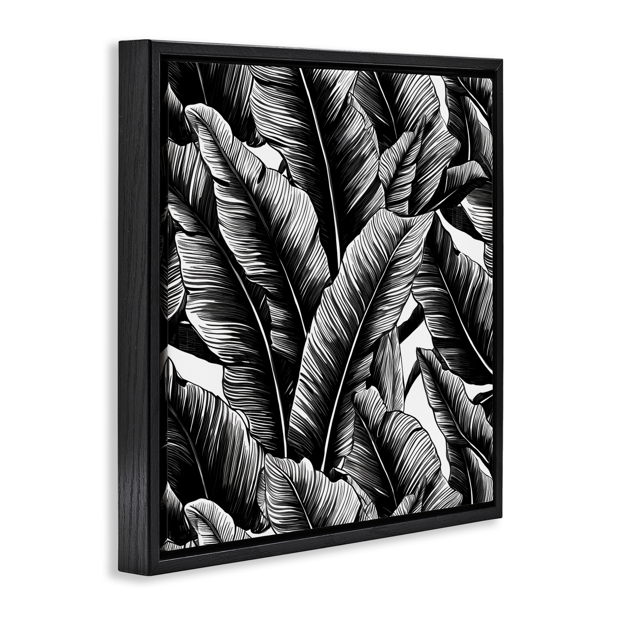 Stupell Industries Black Bold Fronds Botanical & Floral Painting Black Floater Framed Art Print Wall Art, 25 x 25