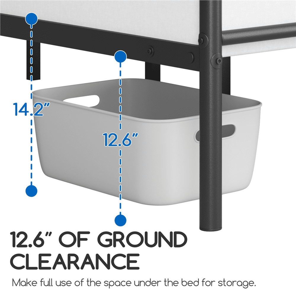 Fullfurnique Metal Platform Bed Frame with Scroll Headboard and Footboard, Queen, Black