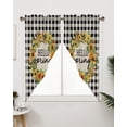 thumbnail image 3 of Swag Curtains, Sunflower Wreath Hello Spring On Black White Plaid Rod Pocket Kitchen Curtains Valances Tier Curtains Swag Valance Curtains for Bedroom Living Room 36" x 63", 2 Panels, 3 of 6