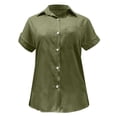 thumbnail image 4 of Mashaouyo Clothing T Shirts For Women Summer New Ladies Loose Blouses Cotton And Lapel Rolled Short Sleeve Button Shirt Tee Shirt, 4 of 5