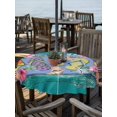 thumbnail image 2 of Outdoor Tablecloth with Umbrella Hole for Patio/Picnic/Party/Camping, Watercolor Flip Flops Waterproof Table Cloth Round Cover Washable, Summer Ocean Coral Starfish Floral Green (Dia 60"), 2 of 8