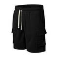 thumbnail image 4 of BOOMNY Mens Shorts Solid Color Ribbed Elastic Waist Drawstring Corduroy Shorts For Man Soft Loose Fit Summer Workout Shorts Leisure Mens Dailywear, 4 of 5