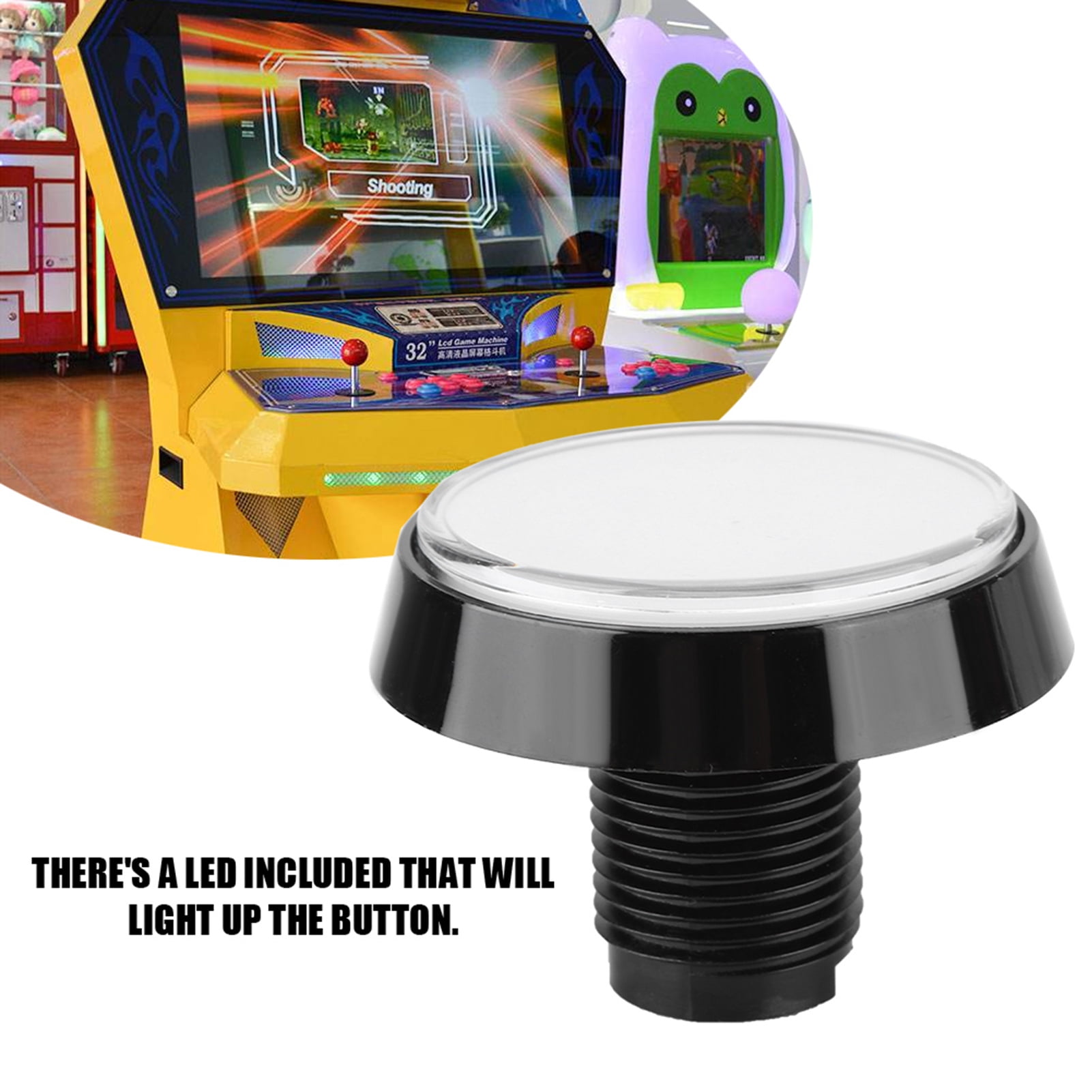 Bouton d'Arcade, Bouton Poussoir Éclairé à LED 60mm Empêche les Taches Rayures Érosion Bouton Poussoir à LED, pour Machine de Jeu d'Arcade Stick PC Jeux Mame