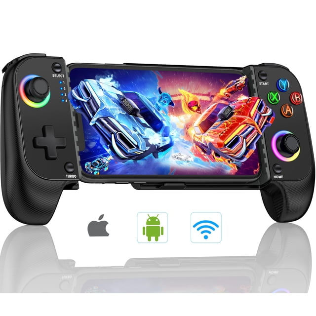Controlador de juegos móvil para iPhone/Android, controlador de teléfono inalámbrico con soporte para funda de teléfono, controlador de juegos RGB compatible con Xbox Game Pass, PlayStation, Steam Lin