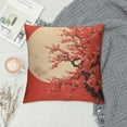 thumbnail image 2 of ARISTURING  Spring Throw Pillow Cushion Cover, Cherry Blossom Sakura Tree Branches on Moon Japanese Style Illustration, Decorative Square Accent Pillow Case, Yellow Coral, 2 of 5