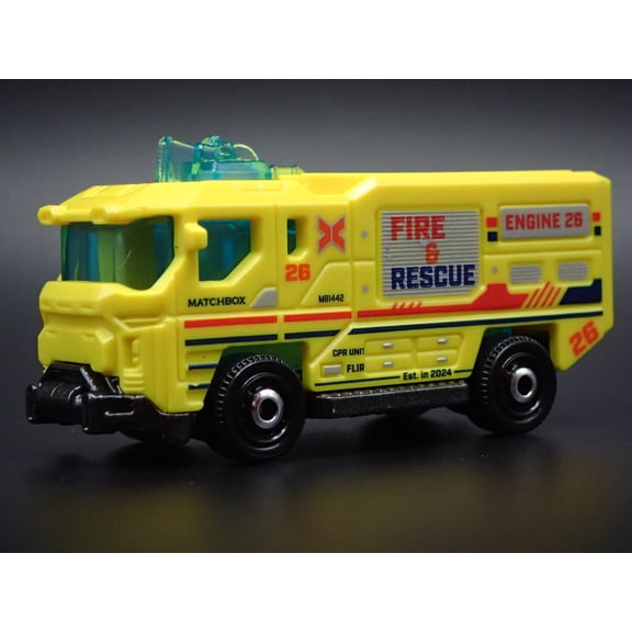 Open Box FIRE ENGINE TRUCK BLAZE BUSTER II YELLOW 1:64 MB SCALE DIORAMA DIECAST MODEL CAR