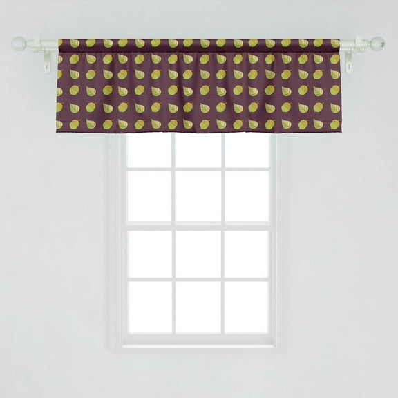 Ambesonne Acorn Window Valance, Hand Drawn Foliage Leaves, 54" X 18", Pale Brown Eggplant