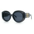 thumbnail image 4 of Womens Oversize Round Thick Temple Plastic Designer Fashion Diva Sunglasses Slate - Black, 4 of 8