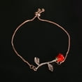 thumbnail image 3 of Jiaroswwei Elegant Rose Pendant Wristband Bracelet Adjustable Bangle Women Jewelry Gift, 3 of 7
