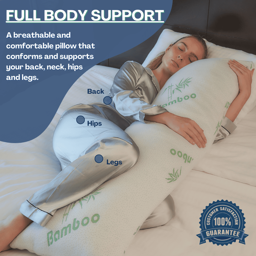 Bamboo Full Body Pillow for Adults Cooling Adjustable Shredded Memory Foam Long Hug Pillow for Sleeping Removable and Washable Hypoallergenic Bamboo Pillow Cover Shop Black Friday Deals for 2024 Walma...