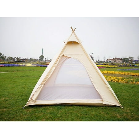 Been Younger Outdoor Cotton Canvas Waterproof Pyramid-Shaped Camping Tent (Beige, 2.15meters)