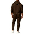thumbnail image 4 of Hogleaql Sweatsuits for Men 2 Piece Solid Color Fleece Hoodie Joggers Running Pant Set Sweat Winter Suits with Pockets Coffee M, 4 of 6