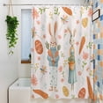 thumbnail image 3 of Pink Spring Easter Small Stall Shower Curtain, Waterproof Shower Curtains for Bathroom, Bunny Carrots Eggs Floral Botanical Washable Fabric Bath Curtain for Bathtub Decoration with Hooks 36x72 Inches, 3 of 9