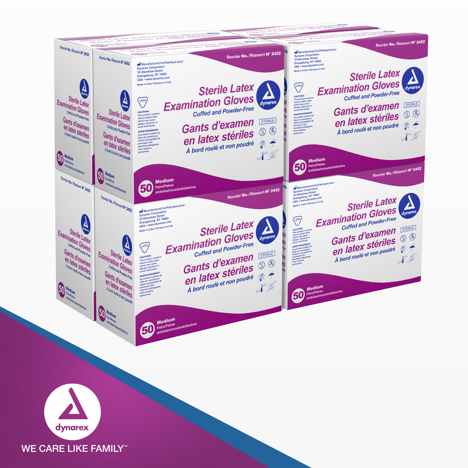 Dynarex Sterile Disposable Latex Exam Gloves, Powder-Free, Sterilely Packaged in Pairs, Professional Medical and Healthcare Use, Bisque, Medium - 1 Case, 8 Boxes of 50 Pairs