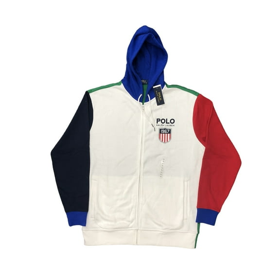 Polo Ralph Lauren Men's Big& Tall Multi 1967 Shield Logo Full Zip Hoodie, XLT