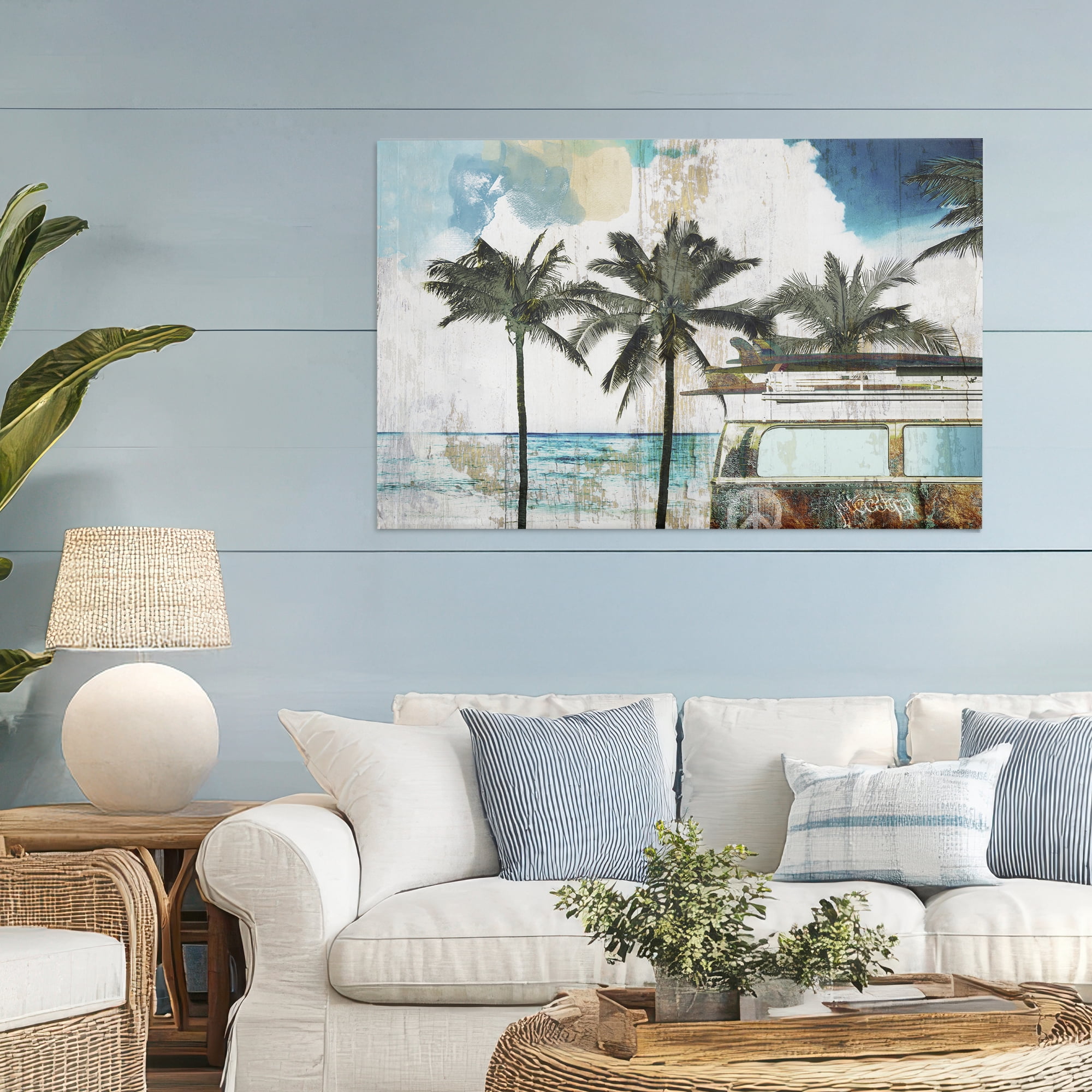 Beach Day Retro Vacation Canvas Wall Art, design by Sasha