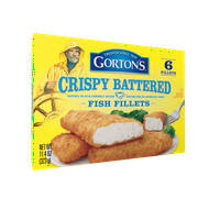 Gorton’s Crispy Battered Fish 100% Whole Fillets, Wild Caught Fish, Frozen, 6 Count, 11.4 Ounce