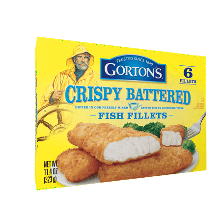 Gorton’s Crispy Battered Fish 100% Whole Fillets, Wild Caught Fish, Frozen, 6 Count, 11.4 Ounce