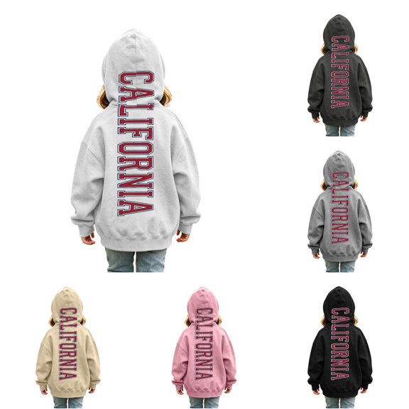 RMGVDSD Girls Hoodies Sweatshirts Kids Pullover Letter Print Hooded Sweatshirt Top Lightweight Casual Hoodie Autumn Trendy Clothes Casual Girl Clothes 3-4 Years