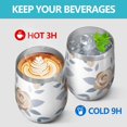 thumbnail image 4 of Floral 12oz Stainless Steel Insulated Wine Tumbler with Lid and Straw – Double Wall Vacuum Mug for Hot & Cold Drinks, 304 Steel Interior, Sweat-Free Design,Thanksgiving,Christmas, Spring,Flower, 4 of 5