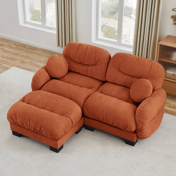 L Shape Sectional Couch with Ottoman, Fabric, Minimalist, for Living Room